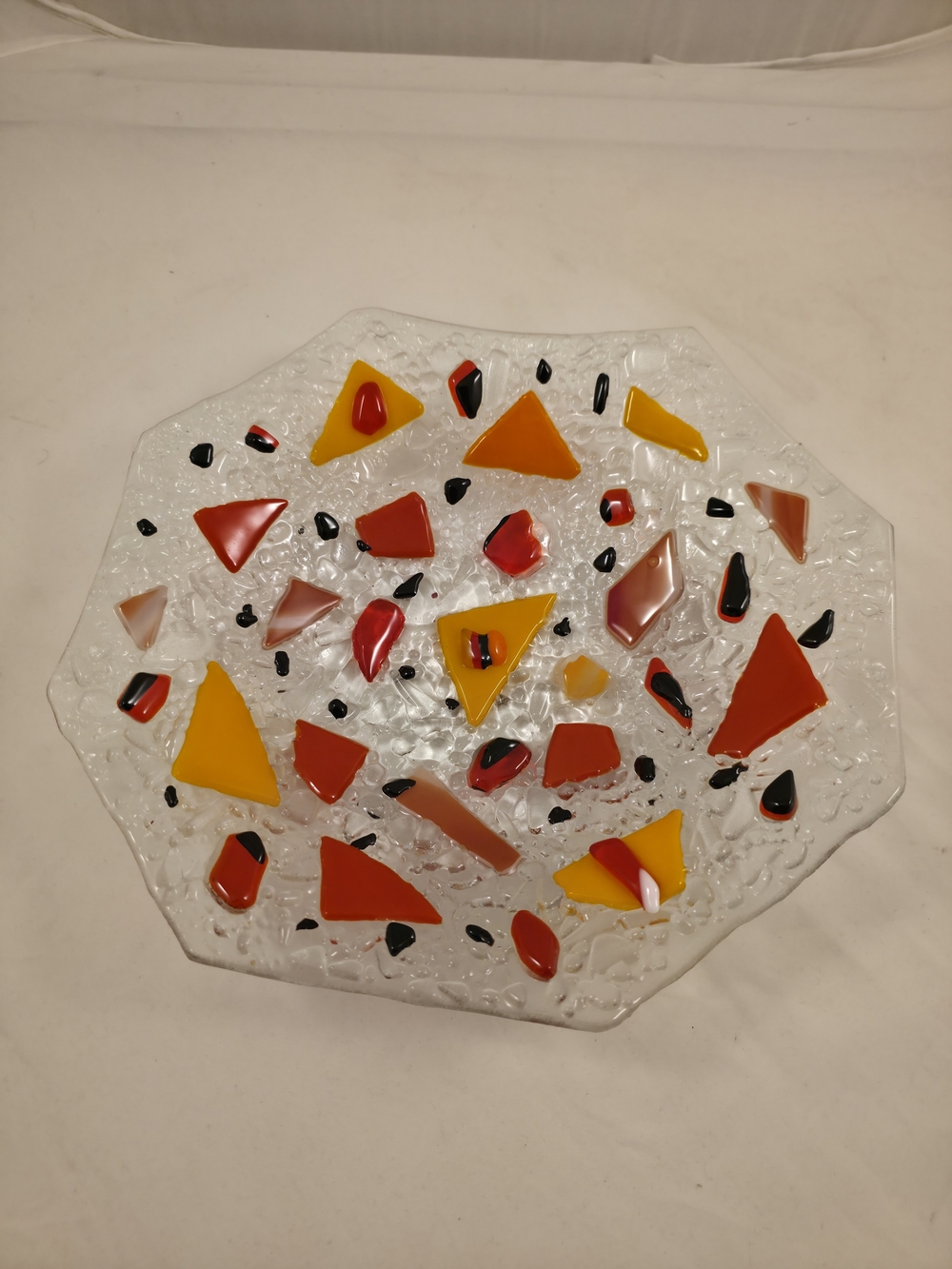 Handmade Glass Accent Tray - Red, Orange, Yellow